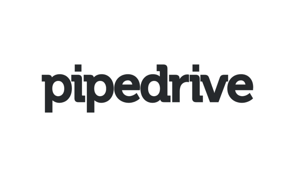 The logo of pipedrive, featuring the word "pipedrive" in lowercase, modern gray font on a black background.